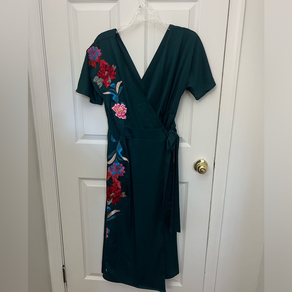 Emerald green wrap dress